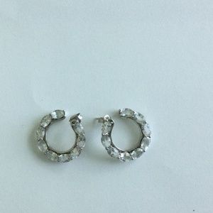 White topaz and Sterling hoop wrap earrings